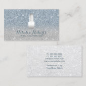 ネイルサロンのポーランドのメーキャップアーティストの挨りだらけの青いグリッター 名刺 (正面/裏面)