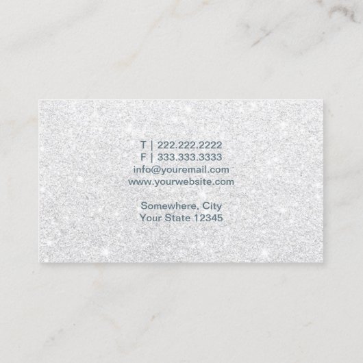 ネイルサロンのポーランドのメーキャップアーティストの挨りだらけの青いグリッター 名刺 (裏面)