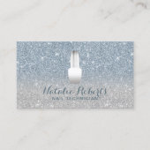 ネイルサロンのポーランドのメーキャップアーティストの挨りだらけの青いグリッター 名刺 (正面)
