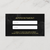 ネイルサロンのモダンな黒及び金ゴールドの花柄のアポイントメント 予約カード (裏面)