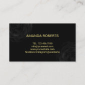 ネイルサロンのモダンな黒及び金ゴールドの花柄 名刺 (裏面)