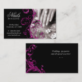 ネイルサロンの名刺のグリッターのピンク 名刺 (正面/裏面)