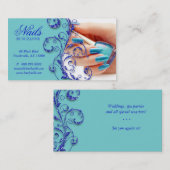 ネイルサロンの名刺のグリッターの青 名刺 (正面/裏面)