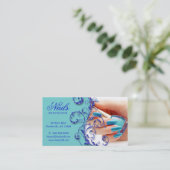 ネイルサロンの名刺のグリッターの青 名刺 (スタンド正面)