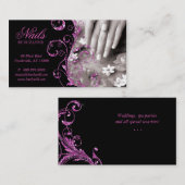 ネイルサロンの名刺のピンクのグリッター 名刺 (正面/裏面)