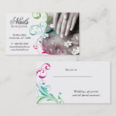 ネイルサロンの名刺のピンクの緑 予約カード (正面/裏面)