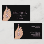 ネイルサロンの女性の手キラキラ爪、 ネイル技術者 名刺 (正面/裏面)