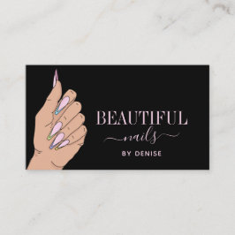 ネイルサロンの女性の手キラキラ爪、 ネイル技術者 名刺