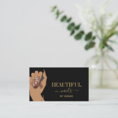 ネイルサロンの女性の手キラキラ爪、 ネイル技術者 名刺 (スタンド正面)