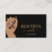 ネイルサロンの女性の手キラキラ爪、 ネイル技術者 名刺 (正面)