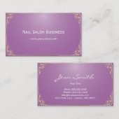 ネイルサロンの金ゴールドはエレガントな紫色を組み立てました 名刺 (正面/裏面)