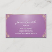 ネイルサロンの金ゴールドはエレガントな紫色を組み立てました 名刺 (裏面)