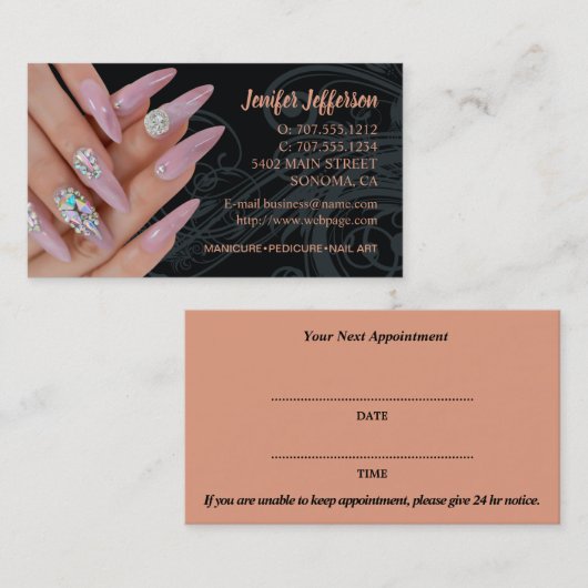 ネイルサロンアポイントメント名刺 ロイヤリティカード (正面/裏面)