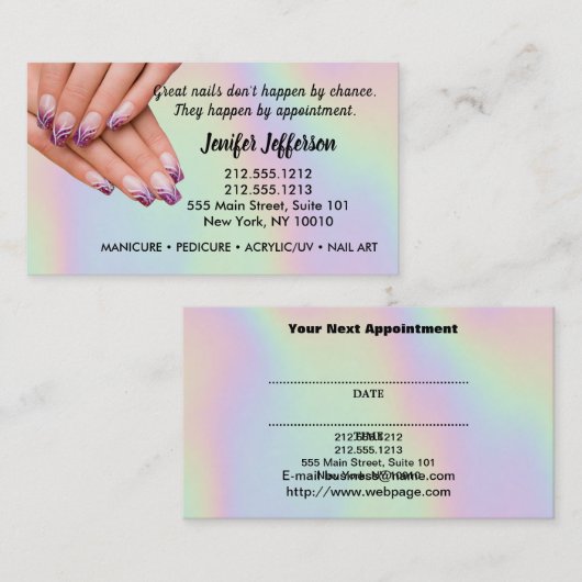 ネイルサロンアポイントメント名刺 予約カード (正面/裏面)
