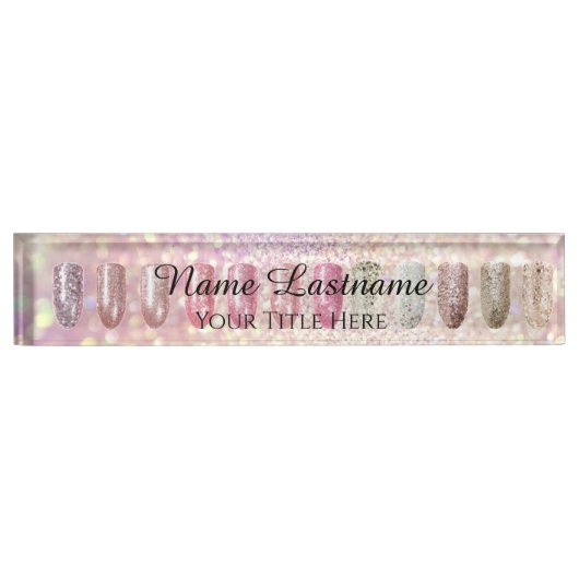 ネイルサロンアーティストバララックスグリッター自筆証書赤面 デスクネームプレート (正面)