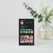 ネイルサロンインスタグラムグリーン |ソーシャルメディアQRコード 名刺 (スタンド正面)