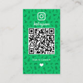 ネイルサロンインスタグラムグリーン |ソーシャルメディアQRコード 名刺 (裏面)