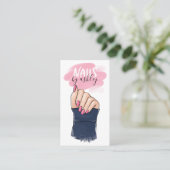 ネイルサロンガーリーピンクトレンディー爪、 ネイルイラストレーション 名刺 (スタンド正面)