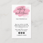 ネイルサロンガーリーピンクトレンディー爪、 ネイルイラストレーション 名刺 (裏面)