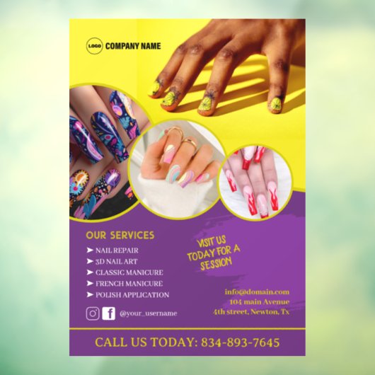 ネイルサロンサービスカスタムのウィンドウの固定 ウィンドウサイン (シート3)