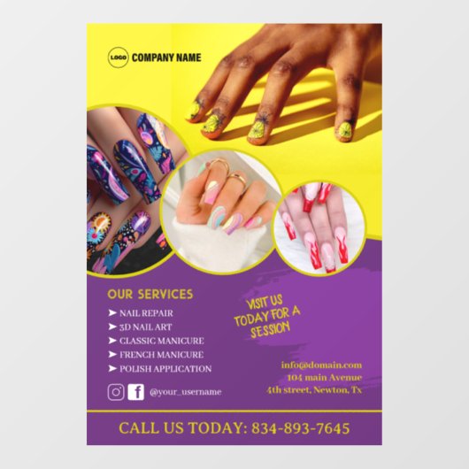 ネイルサロンサービス カスタムウィンドウクリング ウィンドウサイン (シート)