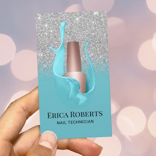 ネイルサロンシルバー&ターコイズポーランドメイクアップアーティスト 名刺