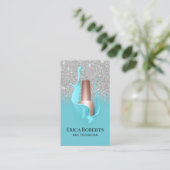 ネイルサロンシルバー&ターコイズポーランドメイクアップアーティスト 名刺 (スタンド正面)