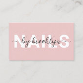 ネイルサロンタイポグラフィ赤面ピンク 名刺 (正面)