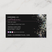 ネイルサロンダイヤモンドインハンズピンクグリッター爪、 ネイルテック 名刺 (裏面)