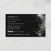 ネイルサロンダイヤモンドハンズパープルグリッター爪、 ネイルテック 名刺 (裏面)