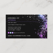 ネイルサロンダイヤモンドパープルグリッターマニクリストショップ 名刺 (裏面)