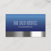 ネイルサロンネイビーブルーシルバー縁どモダン 名刺 (正面)