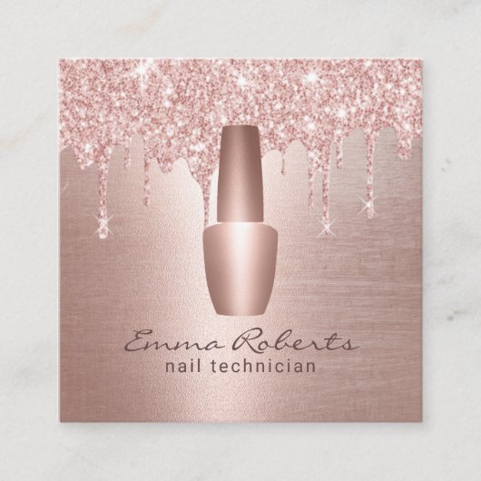 ネイルサロンバラ金ゴールドグリッタードリップスメイクアップアーティスト スクエア名刺 (正面)