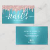 ネイルサロンバラ金ゴールドドリップスターコイズタイポグラフィ 名刺 (正面/裏面)