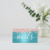 ネイルサロンバラ金ゴールドドリップスターコイズタイポグラフィ 名刺 (スタンド正面)
