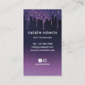 ネイルサロンバラ金ゴールドフローラモダンパープルドリップ 名刺 (裏面)
