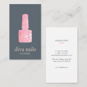 ネイルサロンピンクと金ゴールド爪、 ネイルポーランドボトルロゴ 名刺 (正面/裏面)