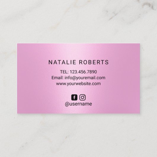 ネイルサロンピンクグリッタードリプスタイポグラフィマニキュア 名刺 (裏面)