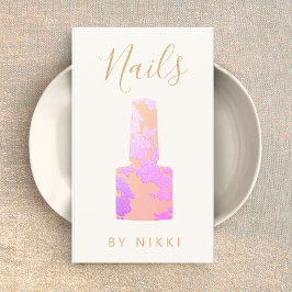 ネイルサロンピンクグリッターマニキュリストスクエアビジネス 名刺