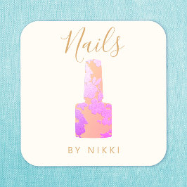 ネイルサロンピンクグリッターマニキュリスト スクエア名刺