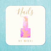 ネイルサロンピンクグリッターマニキュリスト スクエア名刺