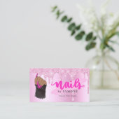 ネイルサロンピンクダイヤモンド滴下グリッター爪、 ネイル工 名刺 (スタンド正面)