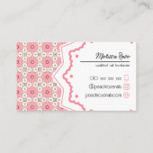 ネイルサロンピンクブラックパターン編集可能 名刺 (裏面)