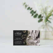 ネイルサロンブラック金ゴールドスパークル 名刺 (スタンド正面)