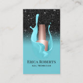 ネイルサロンブラック&ターコイズポーランドメイクアップアーティスト 名刺 (正面)