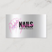 ネイルサロンプラチナ、虹色+ホットピンクグリッター 名刺 (正面)
