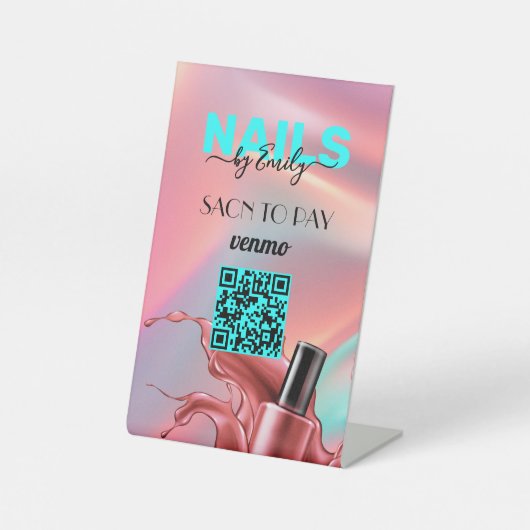 ネイルサロンベンモQRコード支払 | スキャンして支払う 台座サイン (正面)