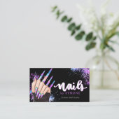 ネイルサロンホログラフィックグリッター爪、 ネイル技術美しい部 名刺 (スタンド正面)