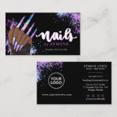 ネイルサロンホログラフィックグリッター爪、 ネイル技術美しい 名刺 (正面/裏面)