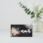 ネイルサロンホログラフィックグリッター爪、 ネイル技術美しい 名刺 (スタンド正面)